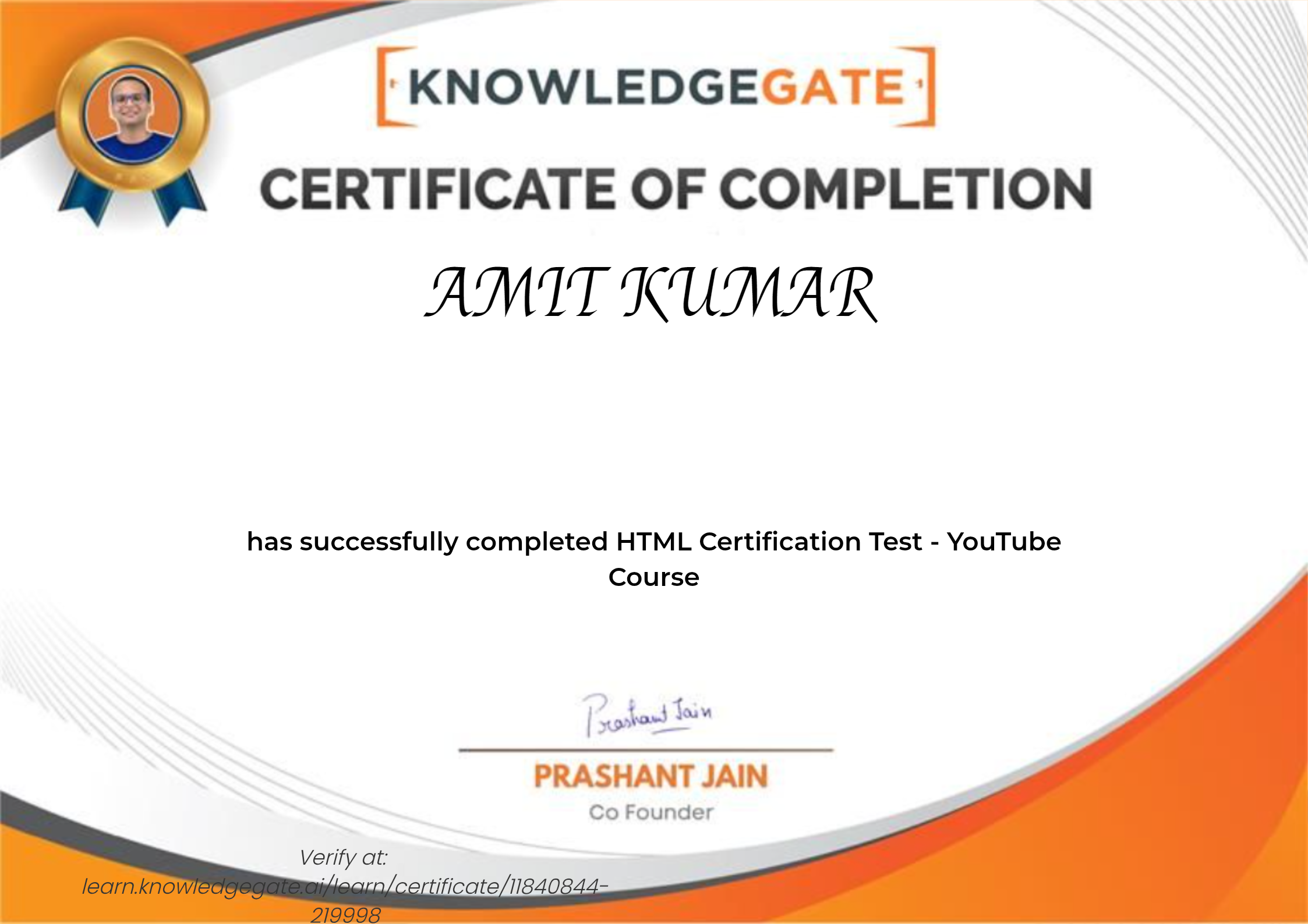 Certificate HTML